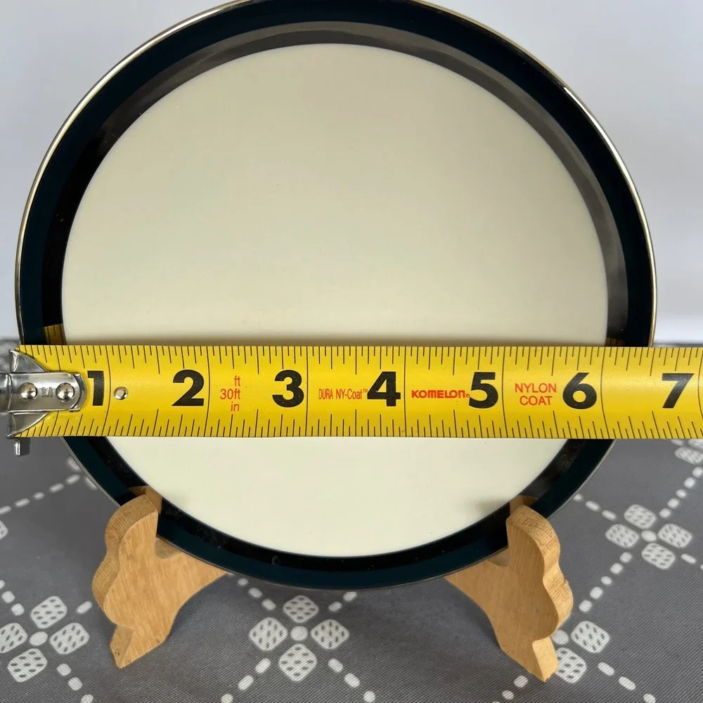 Flintridge China Bread Plate Cream Teal Gold Trim Made in California USA 6.25